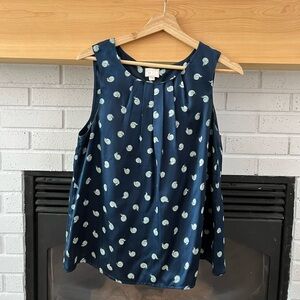 Navy Blue Sleeveless Top with Pattern